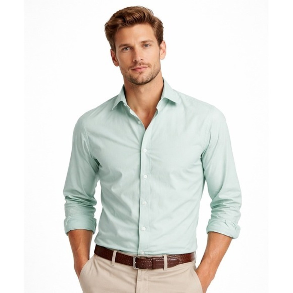 Alexander Julian Colours Mint Green Slim‎ Fit Button Down Shirt Men Size M